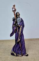 Estatueta Mago Merlin Roxo Com Cajado E Bola Cristal 27 Cm ! Roxo