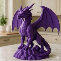 Estatueta Miniatura Dragão Feroz Decorativo Arte Fantasia Colecionável
