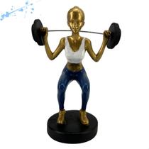 Estatueta Mulher Agachamento Academia Musculoso Decoração Fitness