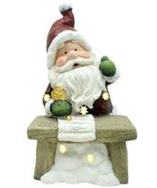 Estatueta Natalina Papai Noel Escritor Lâmpadas Luz LED 43cm