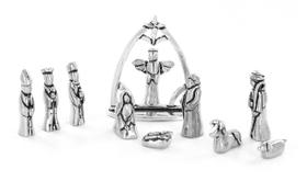 Estatueta Nativity Set Basic Spirit Mini Pewter, 11 peças com bolsa Estatueta Nativity Set Basic Spirit Mini Pewter, 11 peças com bolsa
