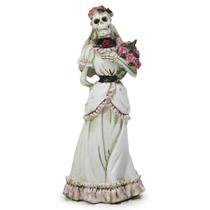 Estatueta Noiva Esqueleto Vestido Casamento Escultura Resina