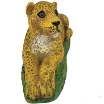 Estatueta Onça Pintada Escultura de Leopardo 03066