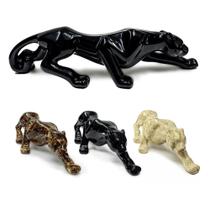 Estatueta Pantera Negra Onça Jaguar em Cerâmica Decoração - Decor Porto