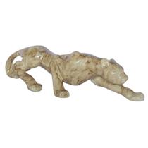 Estatueta Pantera Negra Onça Jaguar em Cerâmica Decoração G