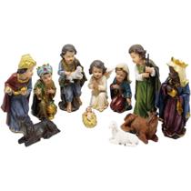 Estatueta Presépio Nascimento Jesus 19cm Resina Natal 11Pçs