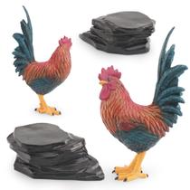 Estatueta Rooster, 4 peças, modelo realista de animal de fazenda em PVC Estatueta Rooster, 4 peças, modelo realista de animal de fazenda em PVC