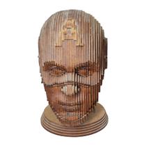 Estatueta Rosto Ca para Decoração 3d 11x14x17 Mdf Madeira