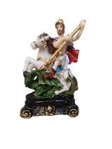 Estatueta São Jorge cavalo Dragao Guerreiro Romano de Resina - Decore Casa