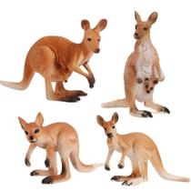 Estatuetas de animais AUCOOMA Safari 4 peças com cangurus para crianças Estatuetas de animais AUCOOMA Safari 4 peças com cangurus para crianças
