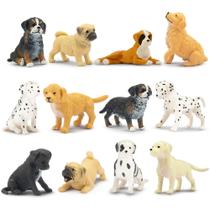 Estatuetas de animais, conjunto de brinquedos Toymany Mini Dog, 12 peças, presente para crianças Estatuetas de animais, conjunto de brinquedos Toymany Mini Dog, 12 peças, presente para crianças