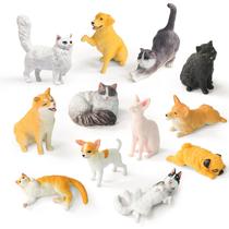 Estatuetas de animais RECUR em miniatura para cães e gatos, 12 peças