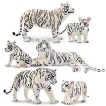 Estatuetas de animais Toy Many White Tigers Family 6 unidades Estatuetas de animais Toy Many White Tigers Family 6 unidades