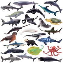 Estatuetas de animais TOYMANY Mini Ocean 24 peças de cobertura de bolo para crianças Estatuetas de animais TOYMANY Mini Ocean 24 peças de cobertura de bolo para crianças