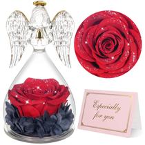 Estatuetas de anjo iamônicas com rosa preservada em vidro