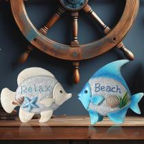 Estatuetas de peixe: conjunto de resina GoGnome Coastal Charm de 2 x 11 cm Estatuetas de peixe: conjunto de resina GoGnome Coastal Charm de 2 x 11 cm