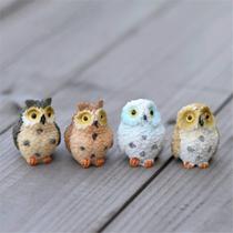 Estatuetas em miniatura Danmu Resin Mini Owls para Fairy Garden