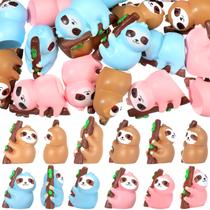 Estatuetas Mini Sloth Silipull, 24 peças de resina para decoração