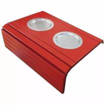 Esteira Bandeja Para Braço Sofá Vermelho Porta Copo Alumínio