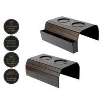 Esteira Bandeja Porta Copo De Sofá Com Porta Controle Kit 2 Peças Suporte Para Braço De Sofa Flexível Em Mdf Tabaco