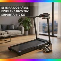 Esteira Elétrica Ergométrica Dobrável Bivolt 10km 110kg Fitness PRETO Profissional