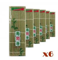 Esteira Para Fazer Sushi Sudare Bamboo 24x24cm - (Kit com 6)