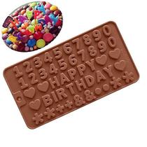 Estênceis de bebida de comida molde de chocolate feliz aniversário número bolo silicone fondant geléia molde de cubo de gelo Estênceis de bebida de comida molde de chocolate feliz aniversário número bolo silicone fondant geléia molde de cubo de gelo