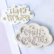 Estênceis de comida e bebida feliz aniversário fondant molde de bolo de silicone letra do alfabeto molde de cozimento de chocolate Estênceis de comida e bebida feliz aniversário fondant molde de bolo de silicone letra do alfabeto molde de cozimento de chocolate