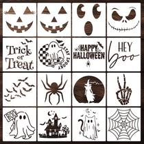 Estênceis de Halloween Zosylley, 16 peças, 20 x 20 cm, mylar reutilizável