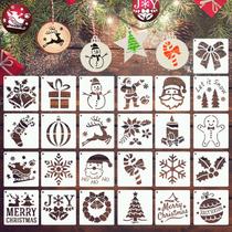 Estênceis de Natal YEAJON, 25 peças, modelos reutilizáveis de 10 x 10 cm
