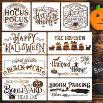 Estênceis de pintura SUNVERSE Halloween para letreiros de madeira, 9 unidades