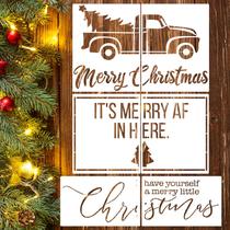 Estênceis de tapete de Natal SUNVERSE, pacote com 6, 69x43cm