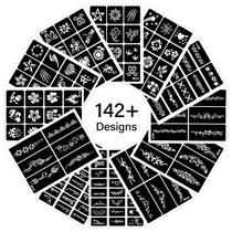 Estênceis de tatuagem temporários RAZET 12 folhas 142 estênceis