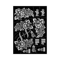 Estêncil De Henna De Flor Reutilizável Para Mulheres, Pintura Corporal De Mão, Casamento, Festival,