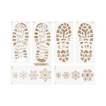 Estêncil De Pegada Do Papai Noel Em Floco De Neve Para Pintura DIY, 1/6 Peças, Decoração De Casa, Estêncil De Pegada Do Papai Noel Em Floco De Neve Para Pintura DIY, 1/6 Peças, Decoração De Casa,