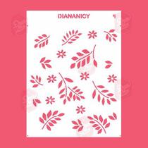 Estêncil Diananicy Nº 04 - Stencil para Decoração de Bolos e Doces com Folhas Floral Estêncil Diananicy Nº 04 - Stencil para Decoração de Bolos e Doces com Folhas Floral