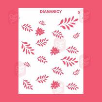 Estêncil Diananicy Nº 09 - Stencil para Decoração de Bolos e Doces com Folhas e Flores Estêncil Diananicy Nº 09 - Stencil para Decoração de Bolos e Doces com Folhas e Flores