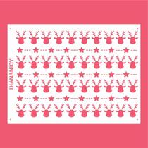 Estêncil Diananicy Nº 158 - Stencil Natalino com Diversas Renas para Decoração de Bolos Estêncil Diananicy Nº 158 - Stencil Natalino com Diversas Renas para Decoração de Bolos