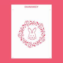 Estêncil Diananicy Nº 192 - Stencil para Decoração de Bolos e Doces com Coelho e Ramos Estêncil Diananicy Nº 192 - Stencil para Decoração de Bolos e Doces com Coelho e Ramos