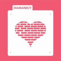 Estêncil Diananicy Nº 219 - Stencil Coração Tijolo para Decoração de Bolos e Doces