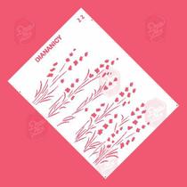 Estêncil Diananicy Nº 22 - Stencil para Decoração de Bolos e Doces com Flor Lavanda