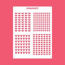 Estêncil Diananicy Nº 226 - Stencil Mix Corações para Decoração de Bolos e Doces
