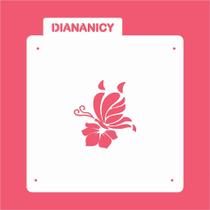 Estêncil Diananicy Nº 279 - Stencil Borboleta Flor para Decoração de Bolos e Doces
