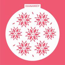Estêncil Diananicy Nº 293 - Stencil para Decoração de Flores Redondo Estêncil Diananicy Nº 293 - Stencil para Decoração de Flores Redondo