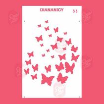 Estêncil Diananicy Nº 33 - Stencil para Decoração de Bolos e Doces com Borboletas