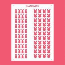 Estêncil Diananicy Nº 348 - Stencil para Decoração de Bolos e Doces com Coelhos Sprinkles