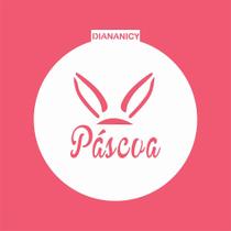 Estêncil Diananicy Nº 349 - Stencil Redondo Orelha Coelho para Decoração de Páscoa