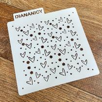 Estêncil Diananicy Nº 357 - Stencil Textura Corações para Decoração de Bolos e Doces Estêncil Diananicy Nº 357 - Stencil Textura Corações para Decoração de Bolos e Doces