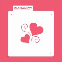 Estêncil Diananicy Nº 362 - Stencil Duplo Coração para Decoração de Bolos e Doces
