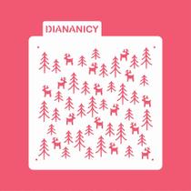 Estêncil Diananicy Nº 401 - Stencil Textura Floresta Natalina para Confeitaria Estêncil Diananicy Nº 401 - Stencil Textura Floresta Natalina para Confeitaria